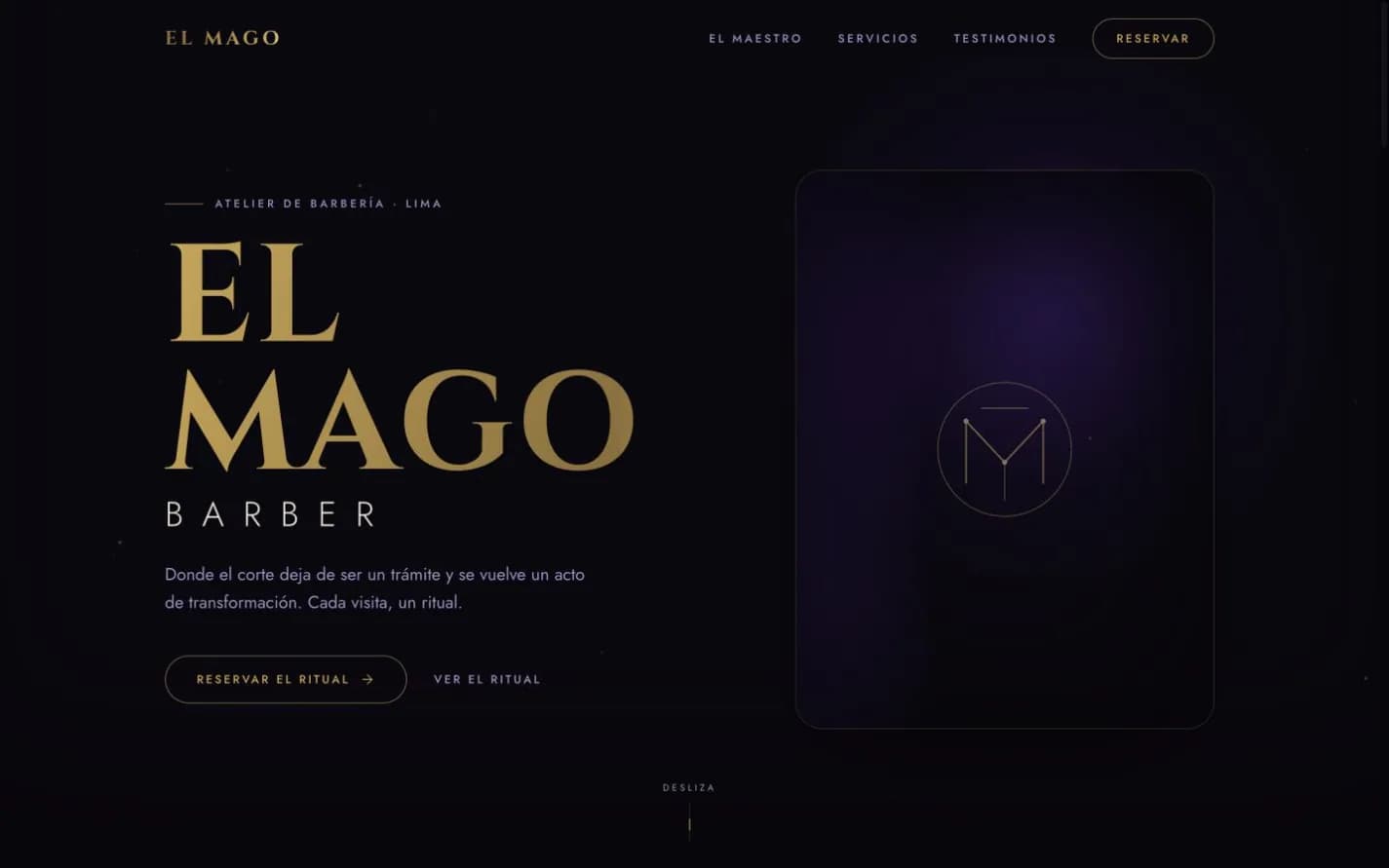 Captura de una web de muestra para una barbería.