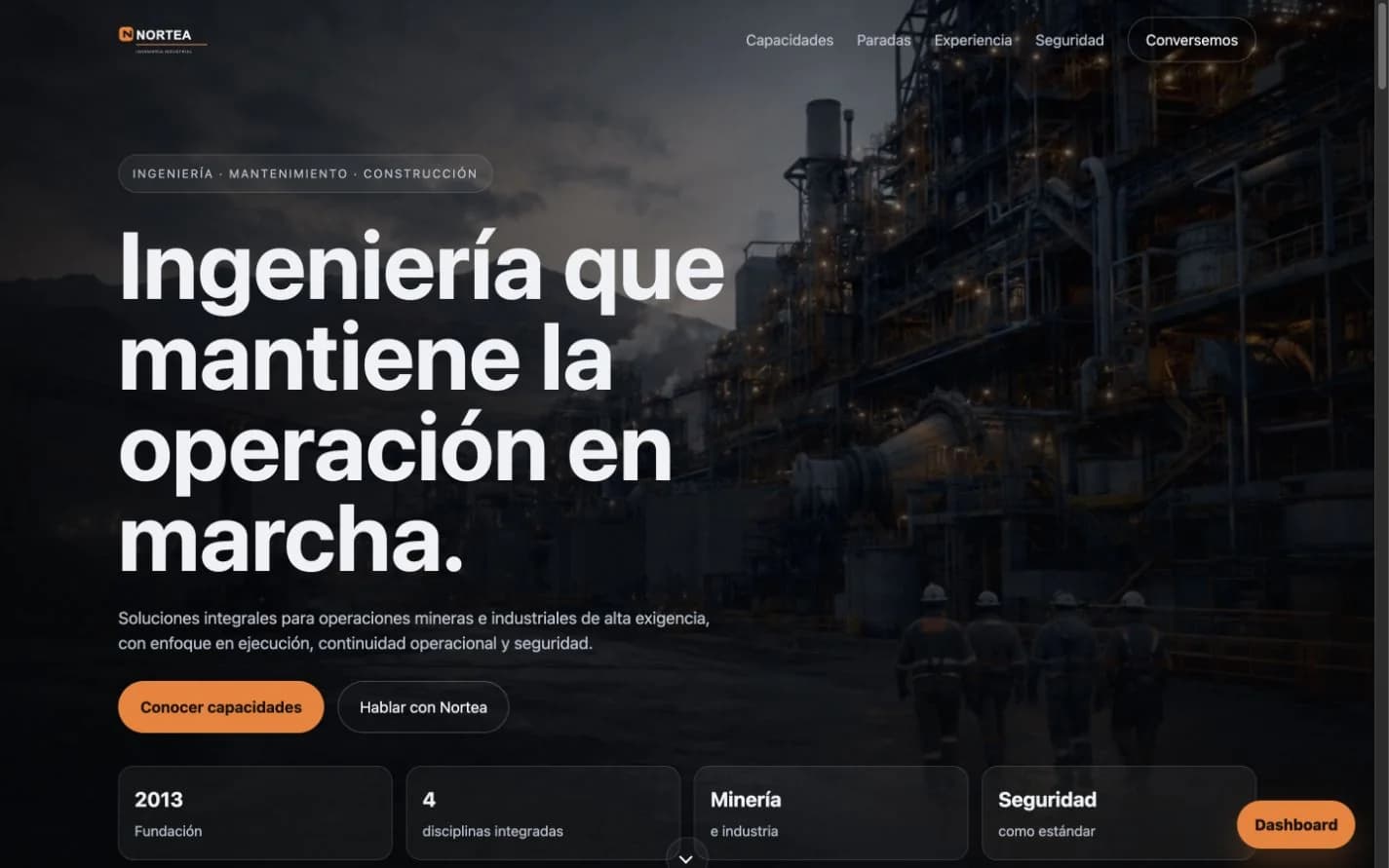 Captura de una web de muestra para servicios de ingeniería industrial.