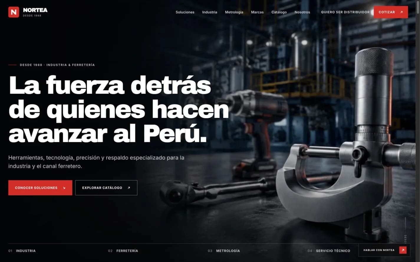 Captura de una web de muestra para soluciones industriales y metrología.